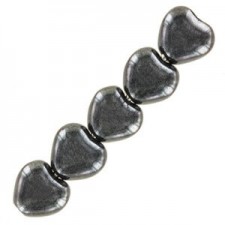 Czech Hearts beads 6mm Jet hematite 23980/14400